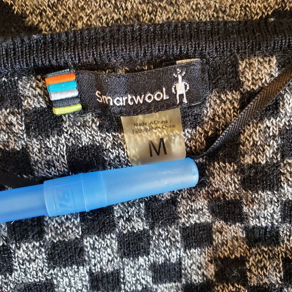 Smartwool Stripe Check Pattern Open Front Cardiga… - image 4